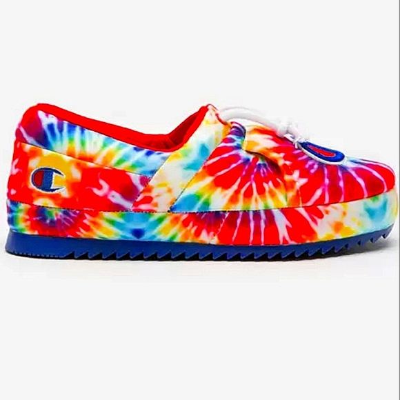 Champion Tie Dye Rainbow Hoodie Slippers Size 7 - Picture 2 of 5